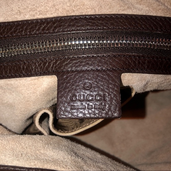 GUCCI Unisex Brown Pebble Leather Crossbody 100% Authentic - Picture 9 of 16